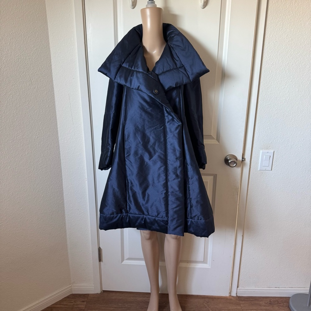 Plein Sud Navy Silk Organza Padded Coat